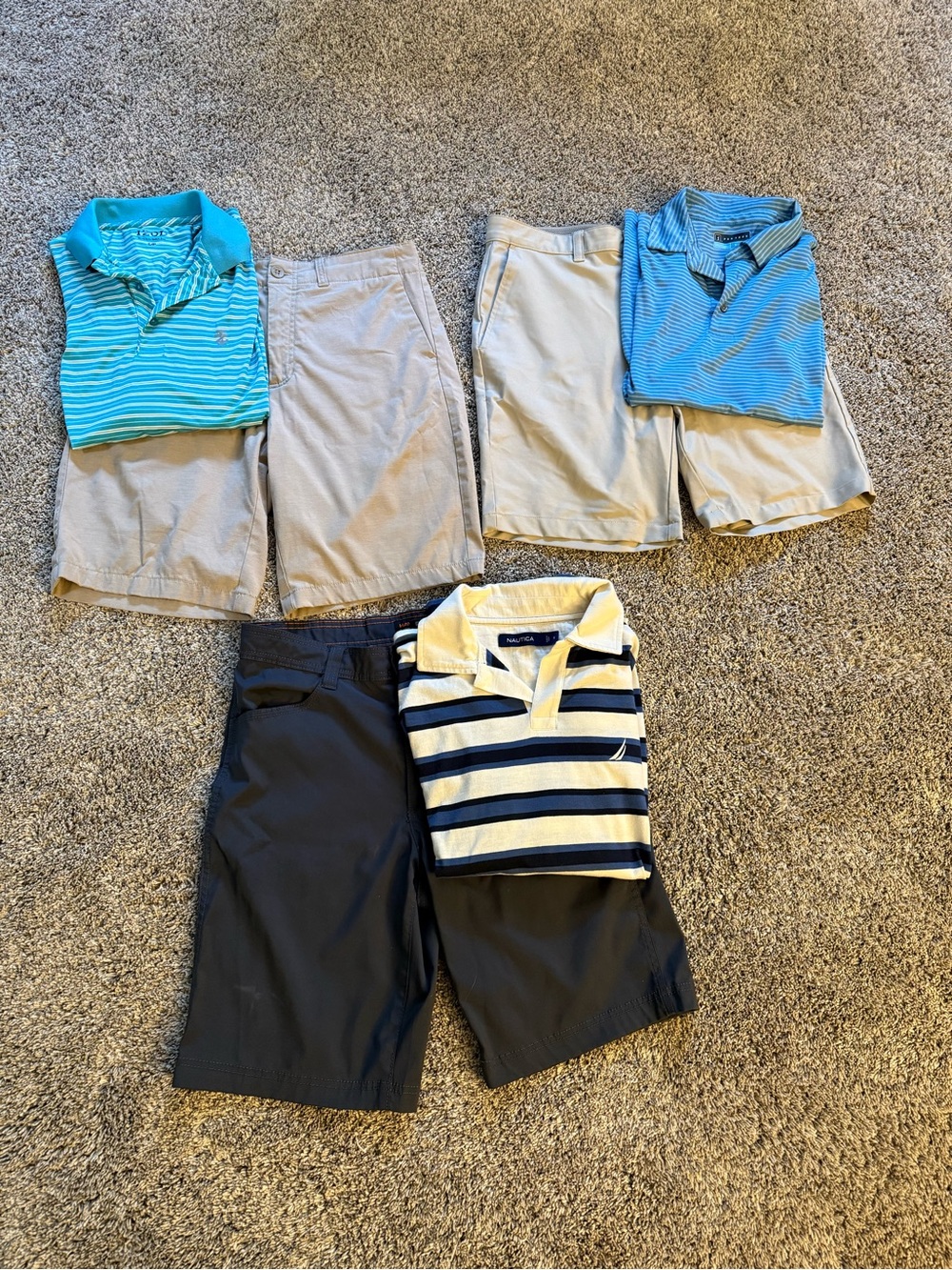 Nautica, IZOD, PGA Tour Men's short sleeved shirts & Khaki Athletic Golf Shorts